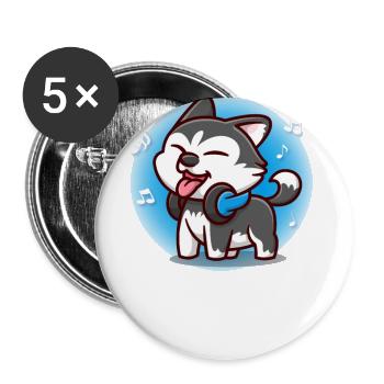 Sibirischer Husky - Buttons groß 56 mm (5er Pack) - Weiß - Vorne