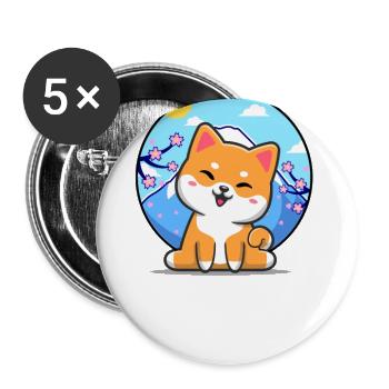 Shiba Inu - Buttons large 2.2''/56 mm (5-pack) - white - Front
