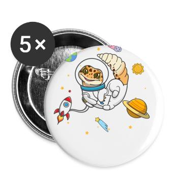 Leopardgecko - Buttons groß 56 mm (5er Pack) - Weiß - Vorne