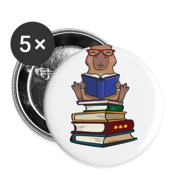Capybara - Buttons groß 56 mm (5er Pack) - Weiß - Vorne