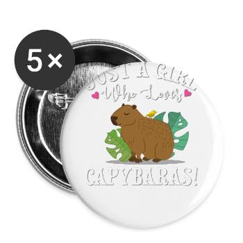 Capybara - Buttons groß 56 mm (5er Pack) - Weiß - Vorne