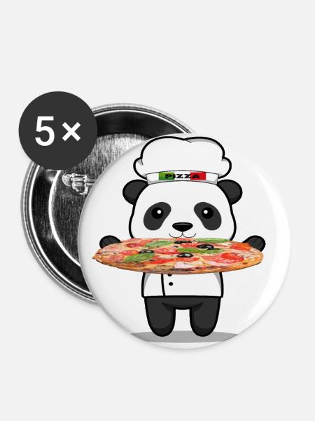 Italian Chef Panda - Buttons groß 56 mm (5er Pack) - Weiß