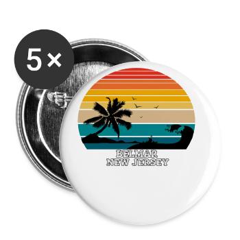 Belmar New Jersey Beaches - Buttons groß 56 mm (5er Pack) - Weiß - Vorne