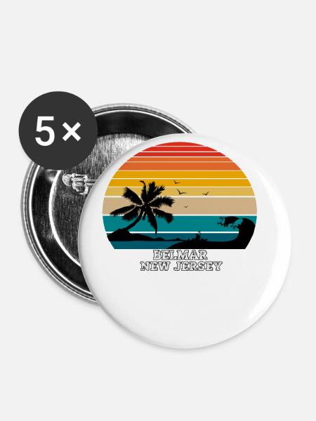 Belmar New Jersey Beaches - Buttons groß 56 mm (5er Pack) - Weiß