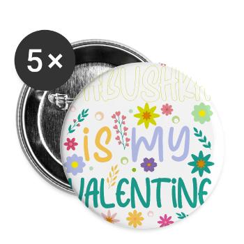 Babushka est mon cadeau de La Saint-Valentin Saint-Valentin - Lot de 5 grands badges (56 mm) - blanc - Devant