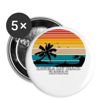 Kawela Bay Beach Hawaii cadeau - Lot de 5 grands badges (56 mm) - blanc - Devant