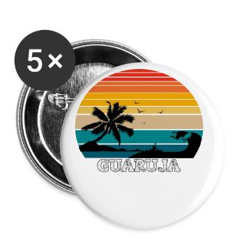 Plage de Guaruja São Paulo - Lot de 5 grands badges (56 mm) - blanc - Devant