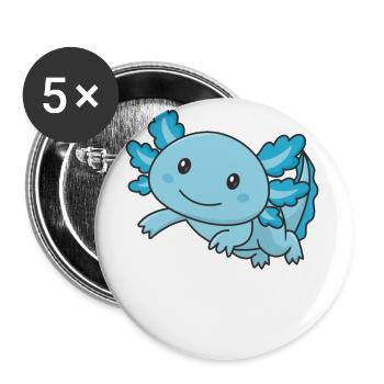 Axolotl cute animals kawaii anime funny axolotl - Buttons large 2.2''/56 mm (5-pack) - white - Front