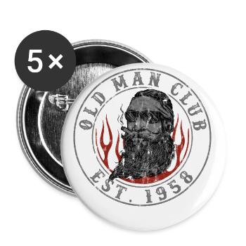 Old Man Club Est. 1958 Design - Buttons groß 56 mm (5er Pack) - Weiß - Vorne