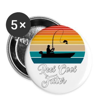 Reel Cool Fater Fishing Gifts - Buttons groß 56 mm (5er Pack) - Weiß - Vorne