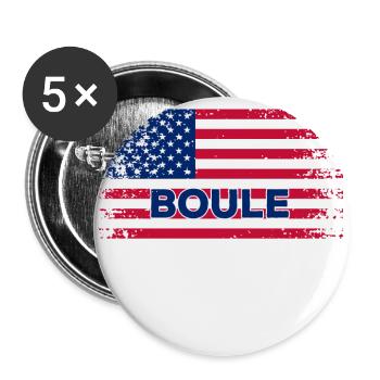 Boule Amerika Fahne Petanque USA Flagge - Buttons groß 56 mm (5er Pack) - Weiß - Vorne