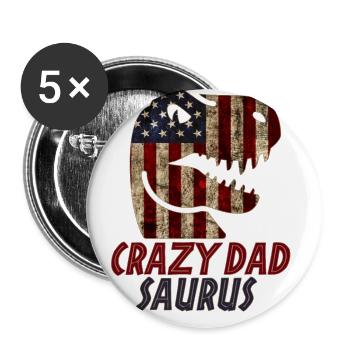 Patriotic Crazy dad Dinosaur - Buttons groß 56 mm (5er Pack) - Weiß - Vorne