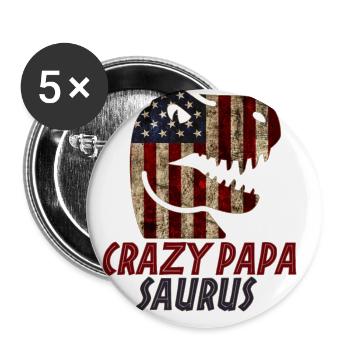 Patriotic Crazy papa Dinosaur - Buttons large 2.2''/56 mm (5-pack) - white - Front
