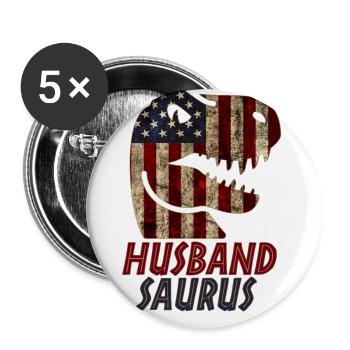 Patriotic Husband Dinosaur - Buttons groß 56 mm (5er Pack) - Weiß - Vorne