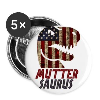 Patriotic Mother Dinosaur - Buttons large 2.2''/56 mm (5-pack) - white - Front