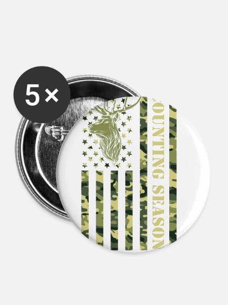 Zählsaison Für Hirschjäger - Buttons groß 56 mm (5er Pack) - Weiß