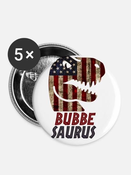 Patriotic Bubbe Dinosaur - Buttons groß 56 mm (5er Pack) - Weiß