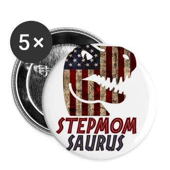 Patriotic Stepmom Dinosaur - Buttons large 2.2''/56 mm (5-pack) - white - Front