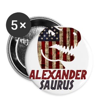 Patriotic Alexander Dinosaur Alexandersaurus - Buttons groß 56 mm (5er Pack) - Weiß - Vorne