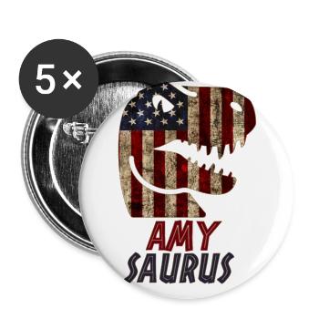 Patriotic Amy Dinosaur Amysaurus - Buttons large 2.2''/56 mm (5-pack) - white - Front