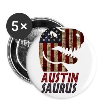 Patriotic Austin Dinosaur Austinsaurus - Buttons groß 56 mm (5er Pack) - Weiß - Vorne