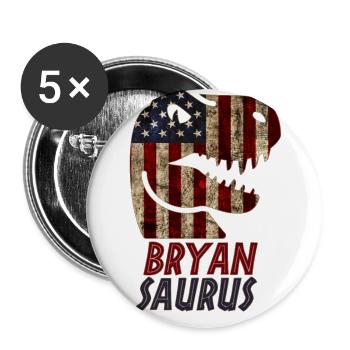 Patriotique Bryan Dinosaur Bryansaurus - Lot de 5 grands badges (56 mm) - blanc - Devant