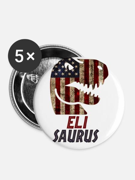 Patriotic Eli Dinosaur Elisaurus - Buttons groß 56 mm (5er Pack) - Weiß