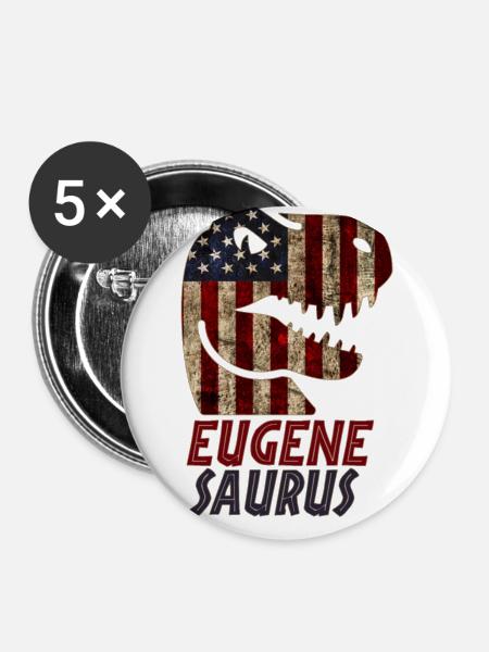 Patriotic Eugene Dinosaur Eugenesaurus - Buttons groß 56 mm (5er Pack) - Weiß