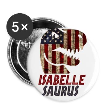 Patriotic Isabelle Dinosaur Isabellesaurus - Buttons groß 56 mm (5er Pack) - Weiß - Vorne