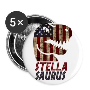 Patriotique Stella Dinosaure Stellasaurus - Lot de 5 grands badges (56 mm) - blanc - Devant