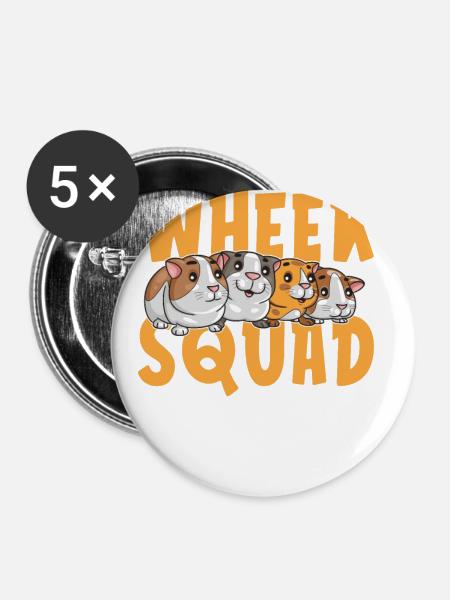 Wheek Squad Meerschweinchen Nagetierliebhaber - Buttons groß 56 mm (5er Pack) - Weiß
