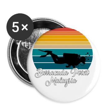 Barracuda Point Malaysia Diving - Buttons groß 56 mm (5er Pack) - Weiß - Vorne
