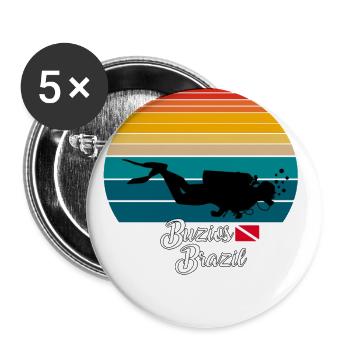 Buzios Brazil Diving - Buttons groß 56 mm (5er Pack) - Weiß - Vorne