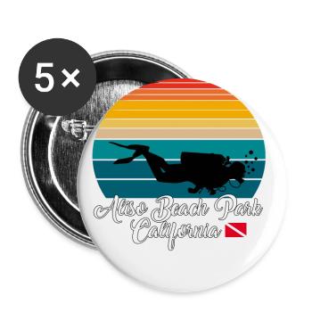Aliso Beach Park Californie Plongée - Lot de 5 grands badges (56 mm) - blanc - Devant
