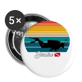 Bonaire Caribbean Netherlands Diving - Buttons groß 56 mm (5er Pack) - Weiß - Vorne