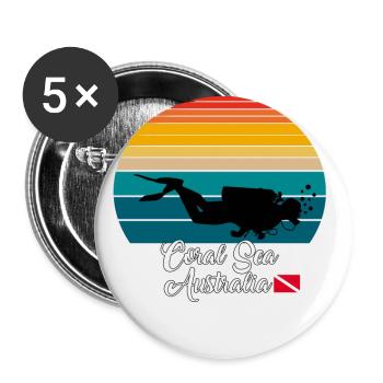 Coral Sea Australie Plongée - Lot de 5 grands badges (56 mm) - blanc - Devant