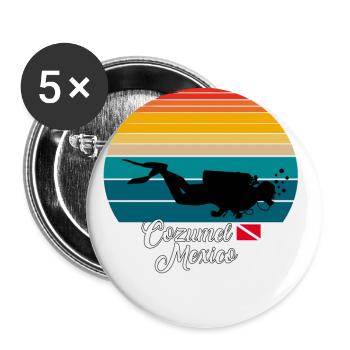 Cozumel Mexique Plongée - Lot de 5 grands badges (56 mm) - blanc - Devant