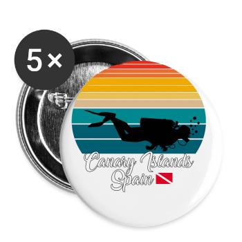 Îles Canaries Espagne Plongée - Lot de 5 grands badges (56 mm) - blanc - Devant
