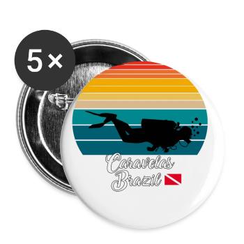 Caravelas Brazil Diving - Buttons groß 56 mm (5er Pack) - Weiß - Vorne