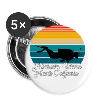 Fakarava Island French Polynesia Diving - Buttons groß 56 mm (5er Pack) - Weiß - Vorne
