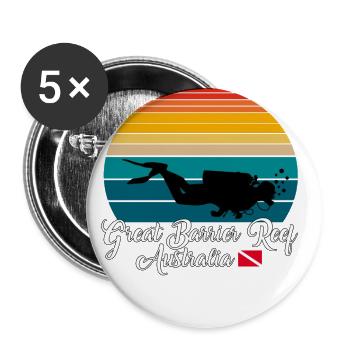 Great Barrier Reef Australia Diving - Buttons groß 56 mm (5er Pack) - Weiß - Vorne