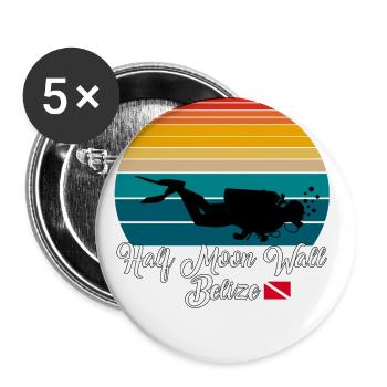 Half Moon Wall Belize Diving - Buttons groß 56 mm (5er Pack) - Weiß - Vorne