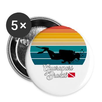 Guarapari Brazil Diving - Buttons groß 56 mm (5er Pack) - Weiß - Vorne