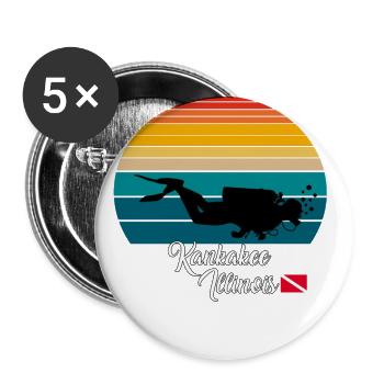 Kankakee Illinois Diving - Buttons groß 56 mm (5er Pack) - Weiß - Vorne