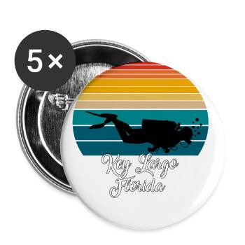 Key Largo Florida Diving - Buttons groß 56 mm (5er Pack) - Weiß - Vorne
