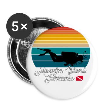 Mnemba Island Tanzanie Plongée - Lot de 5 grands badges (56 mm) - blanc - Devant