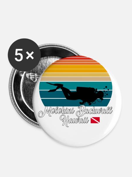 Molokini Backwall Hawaii Diving - Buttons groß 56 mm (5er Pack) - Weiß