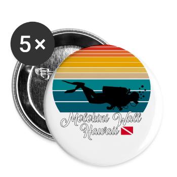 Molokini Wall Hawaii Diving - Buttons groß 56 mm (5er Pack) - Weiß - Vorne