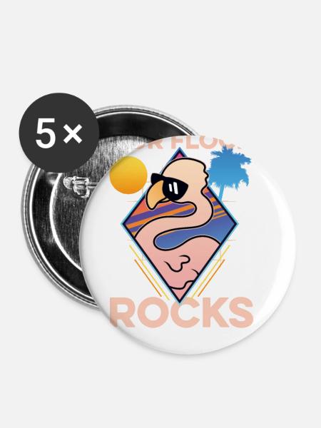 Unser Flock Rocks - Buttons groß 56 mm (5er Pack) - Weiß