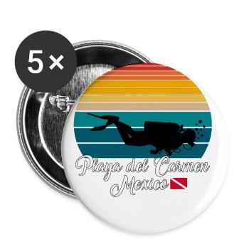 Playa del Carmen Mexico Diving - Buttons groß 56 mm (5er Pack) - Weiß - Vorne